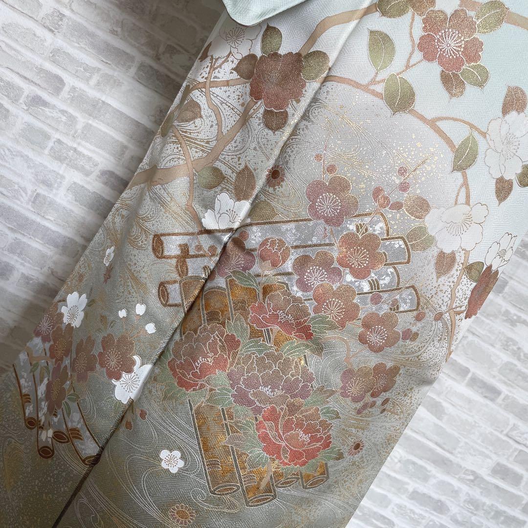 訪問着 フルセット 桜の木 花筏 綸子 入学式 卒業式 春めく 着物 Q5