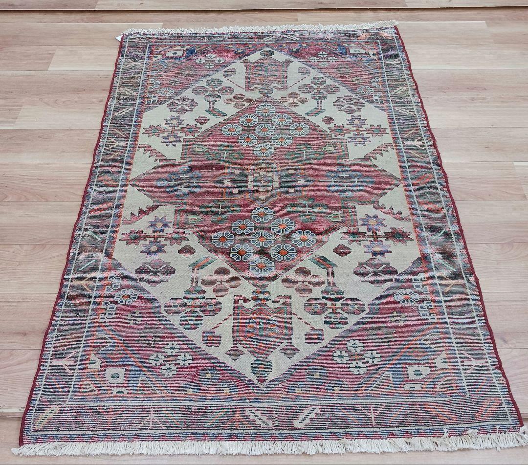 Y3201 ペルシャ絨毯 ハマダン産 ウール 手織り 150×105㎝