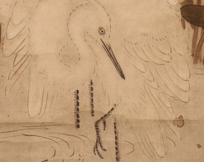 名品】☆狩野永徳 『蓮華白鷺図』 検） 狩野尚信 狩野探幽 豊臣秀吉