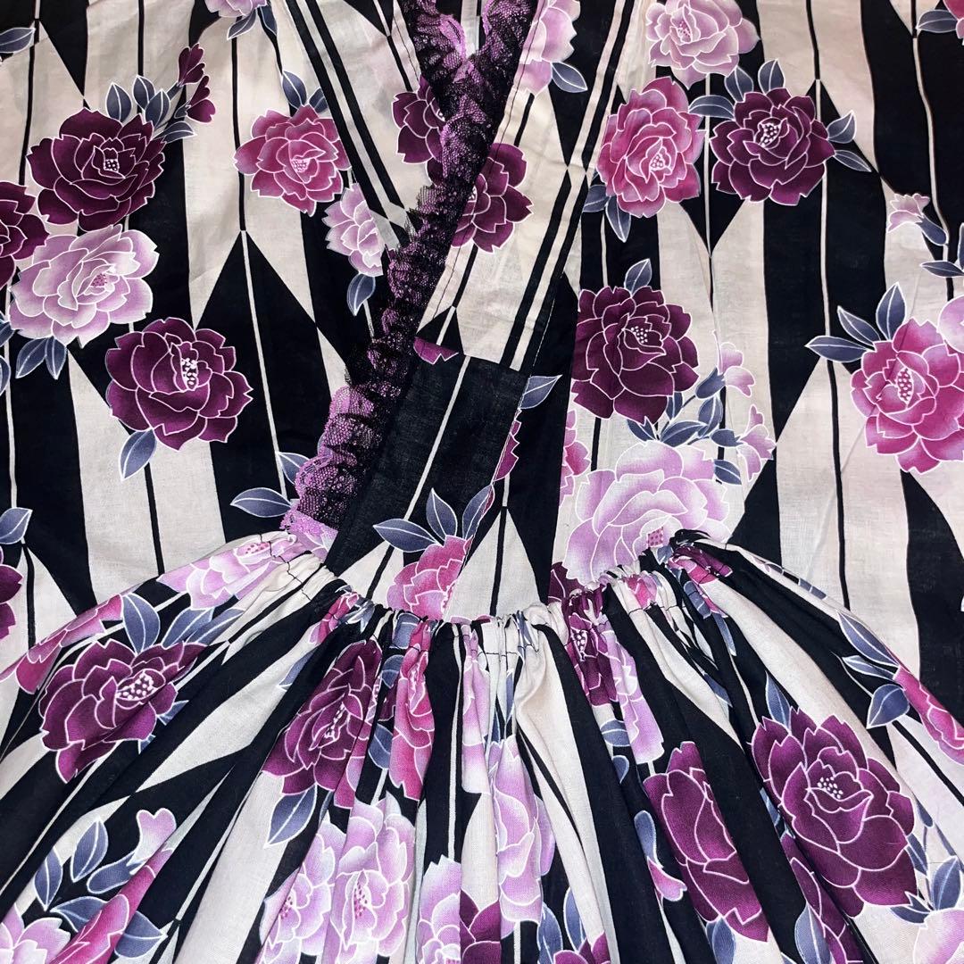 浴衣ドレス 姫ギャル 大人 紫