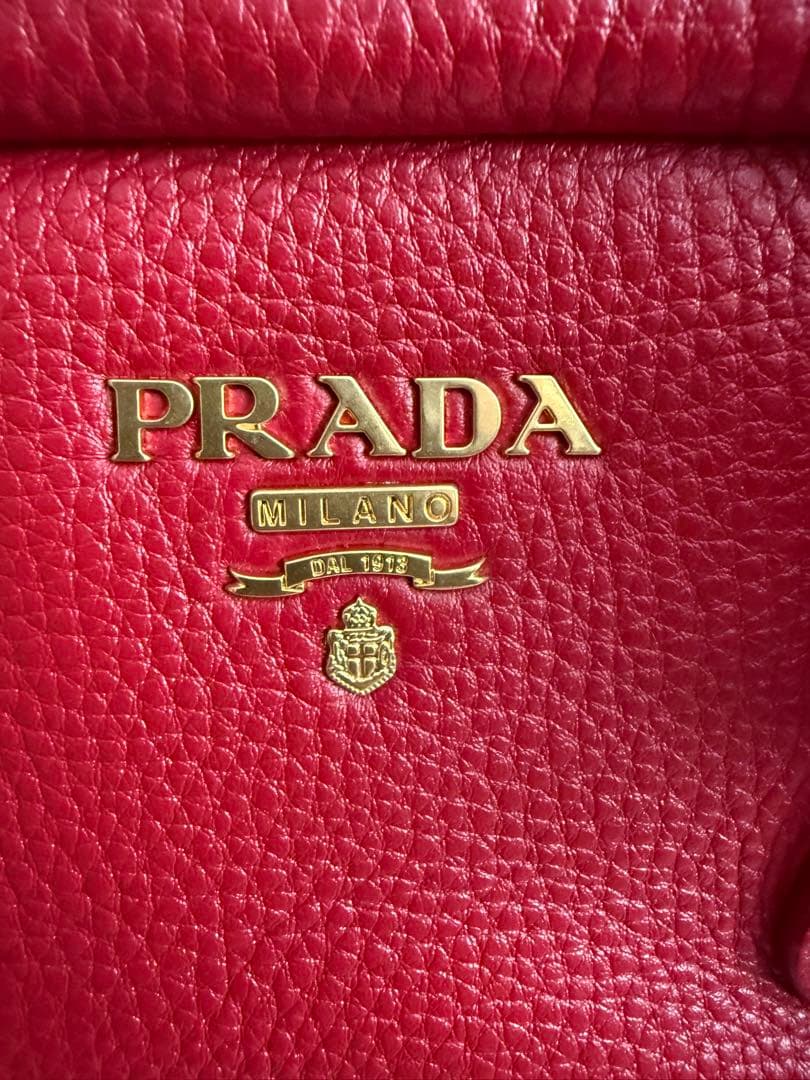 PRADA 赤 レザー ハンドバッグ 1BB091 恐らく未使用 - メルカリ