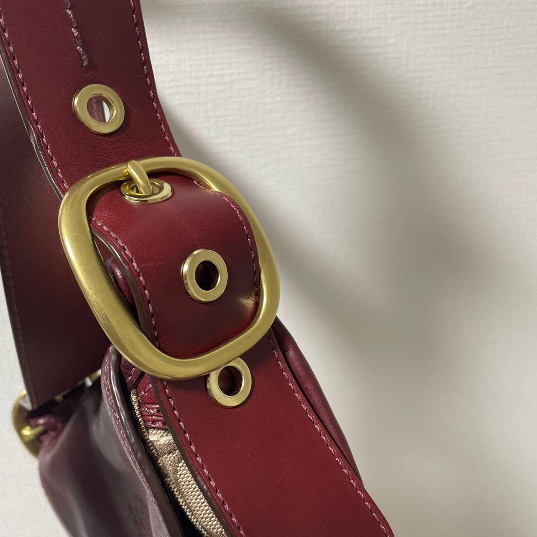 コーチ ソーホー ショルダーバッグ シグネチャー柄 バーガンディレザー