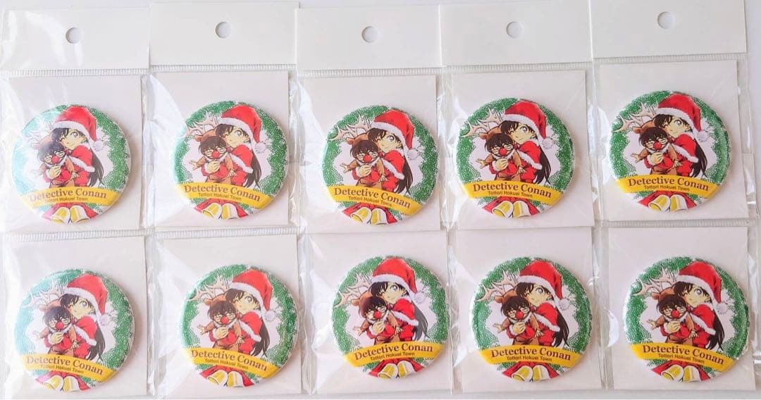 コナン駅 限定】名探偵コナン 缶バッジ 第5弾 クリスマス コナン&蘭