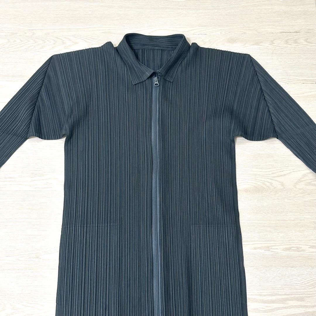 極美品】 プリーツプリーズ ロング カーディガン 長袖 グリーン 3