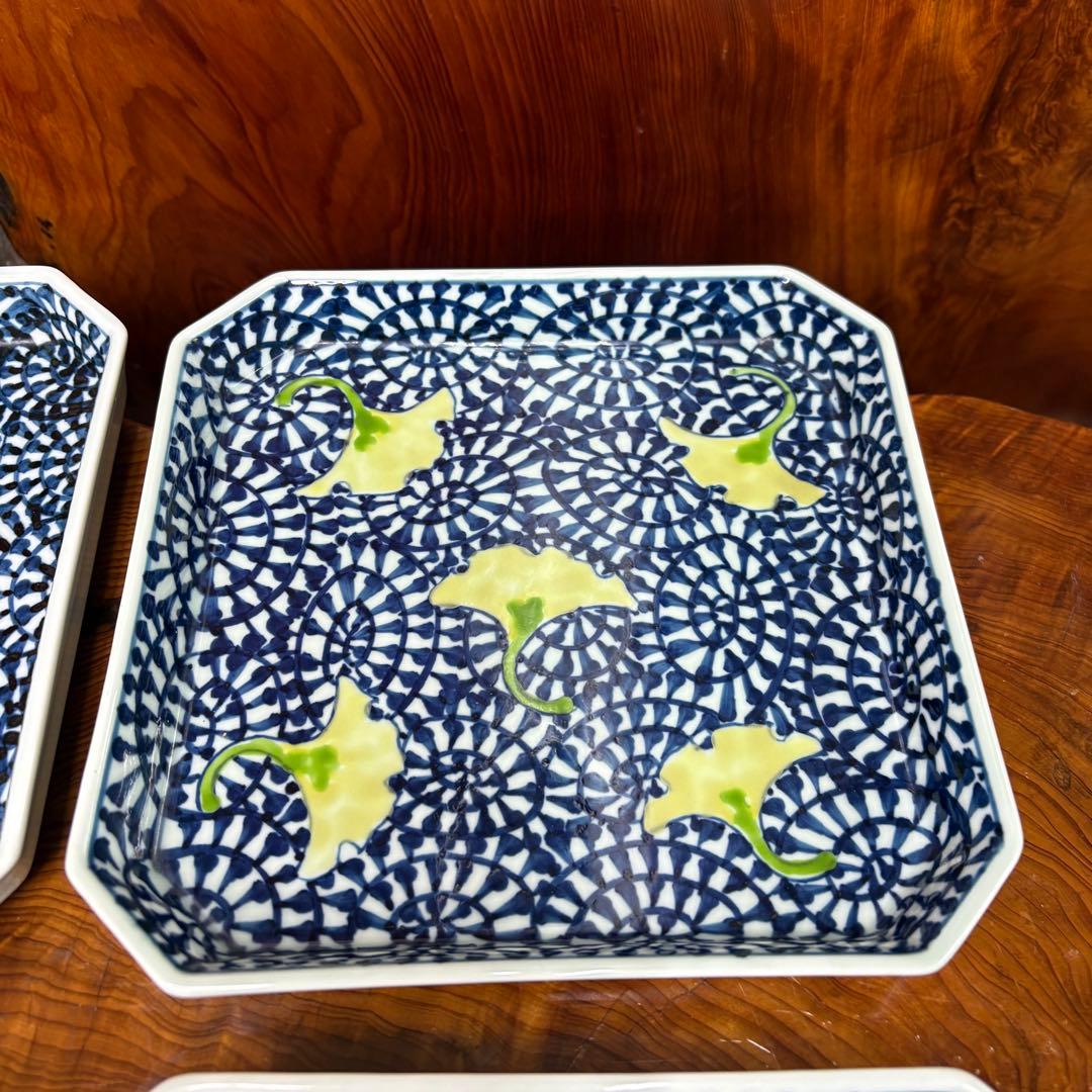 藤太郎窯 有田焼 染付 蛸唐草 皿 4枚まとめ