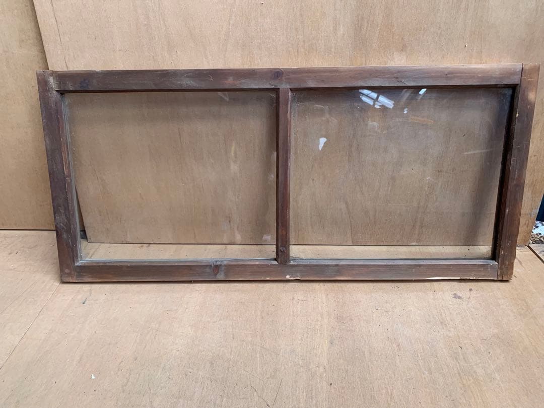 戦前古い木枠ゆらゆらガラス戸2分割 店舗建具古家具仕切り古民家