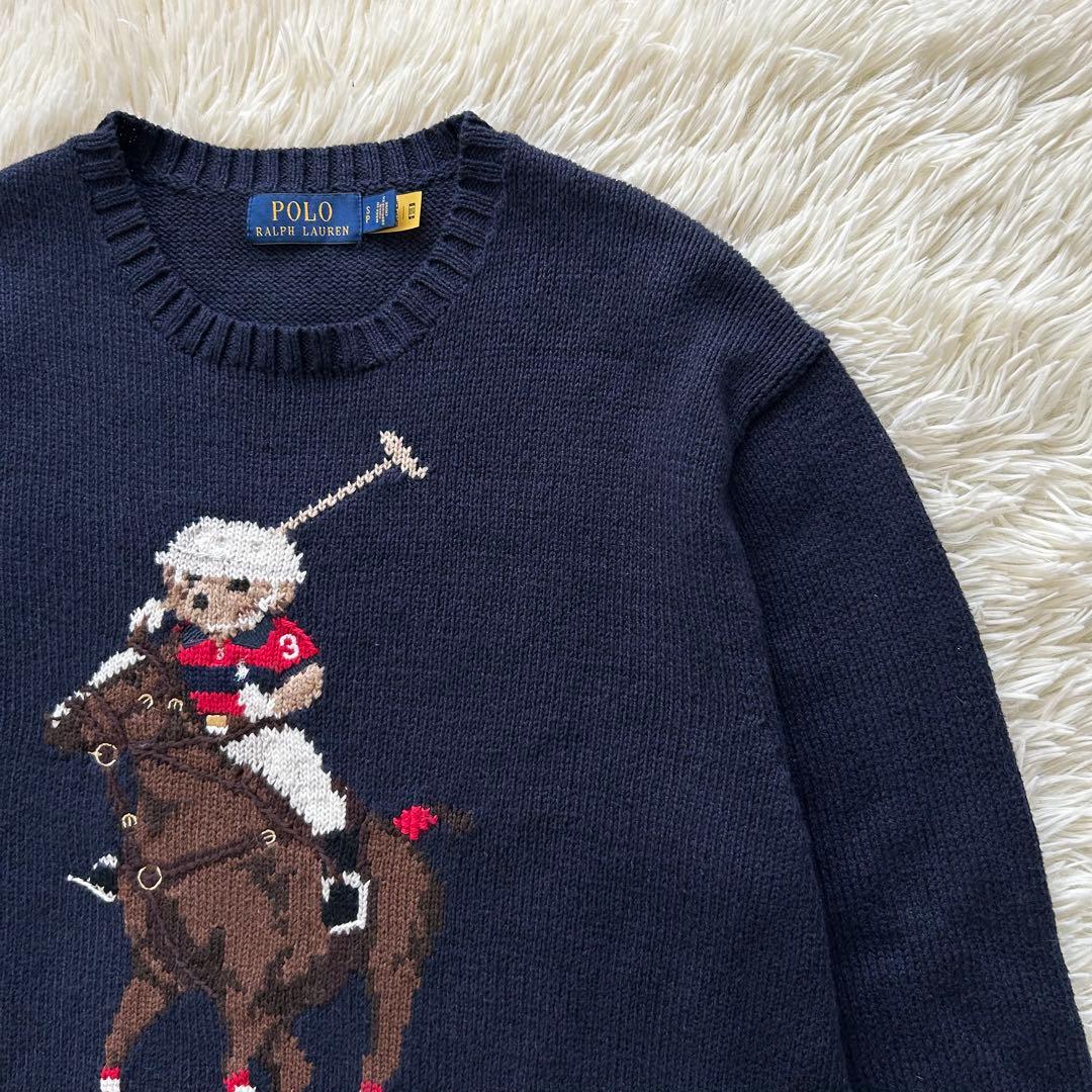 現行 ポロラルフローレン ポロベア セーター ニット ビッグポニー 紺