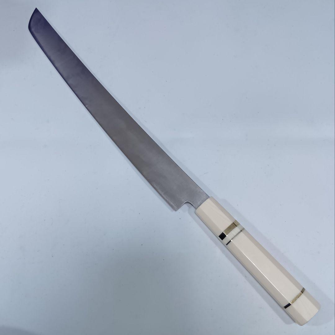 ステン本焼V金10号先丸柳刃包丁30cm人工象牙八角柄 - メルカリ