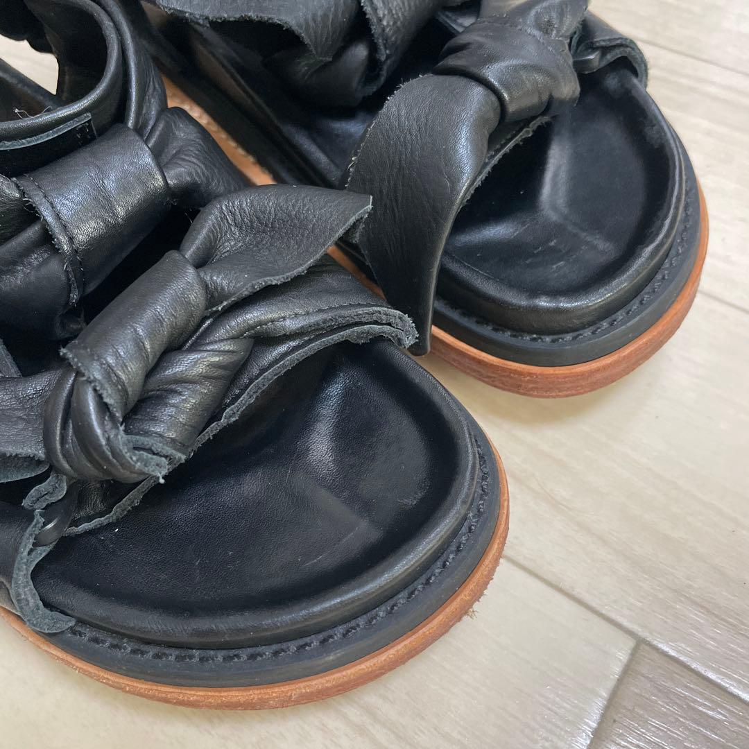 sacai 本革 リボンサンダル ブラック 36 サカイ - メルカリ