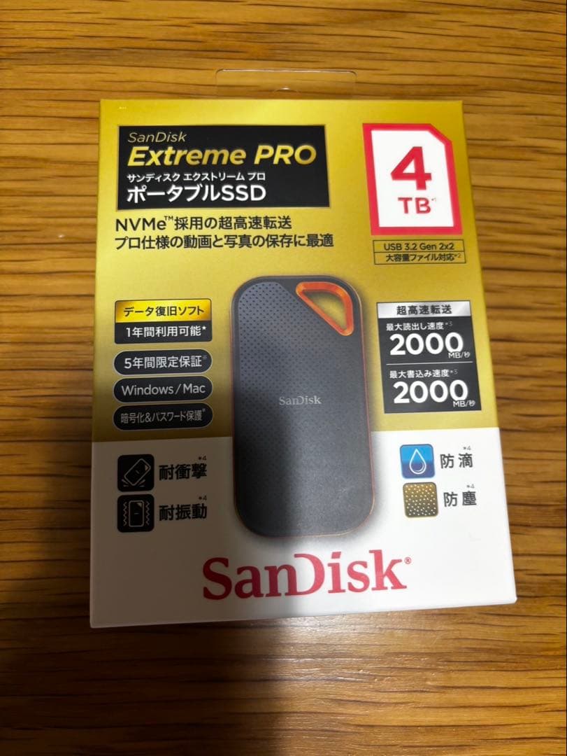 SanDisk Extreme PRO ポータブルSSD 4TB SanDisk 4TB Extreme PRO Portable SSD with USB4, Up to 3800 MB/s