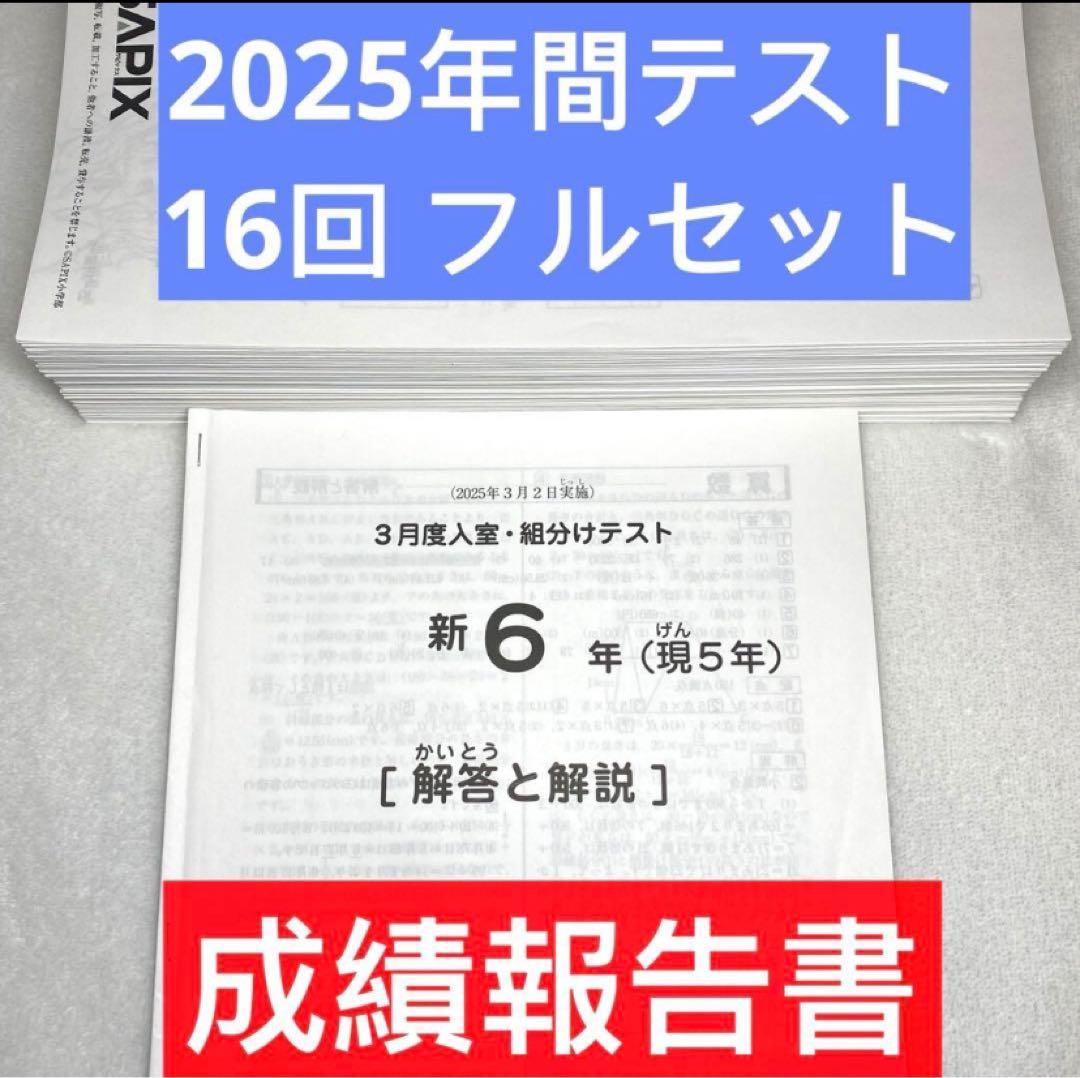 サピックス 6年 フルセット 3月 入室 組分け テスト 年間テスト 5年