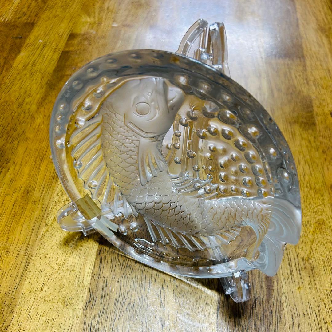 ラリック 灰皿 鯉 クリスタル アンティーク ビンテージ 昭和レトロ
