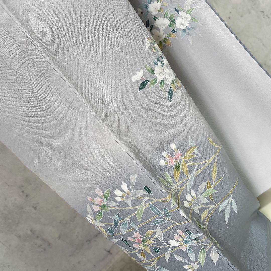 訪問着フルセット 着物 三越 正絹 桜 友禅染 水色 入学式 卒業式