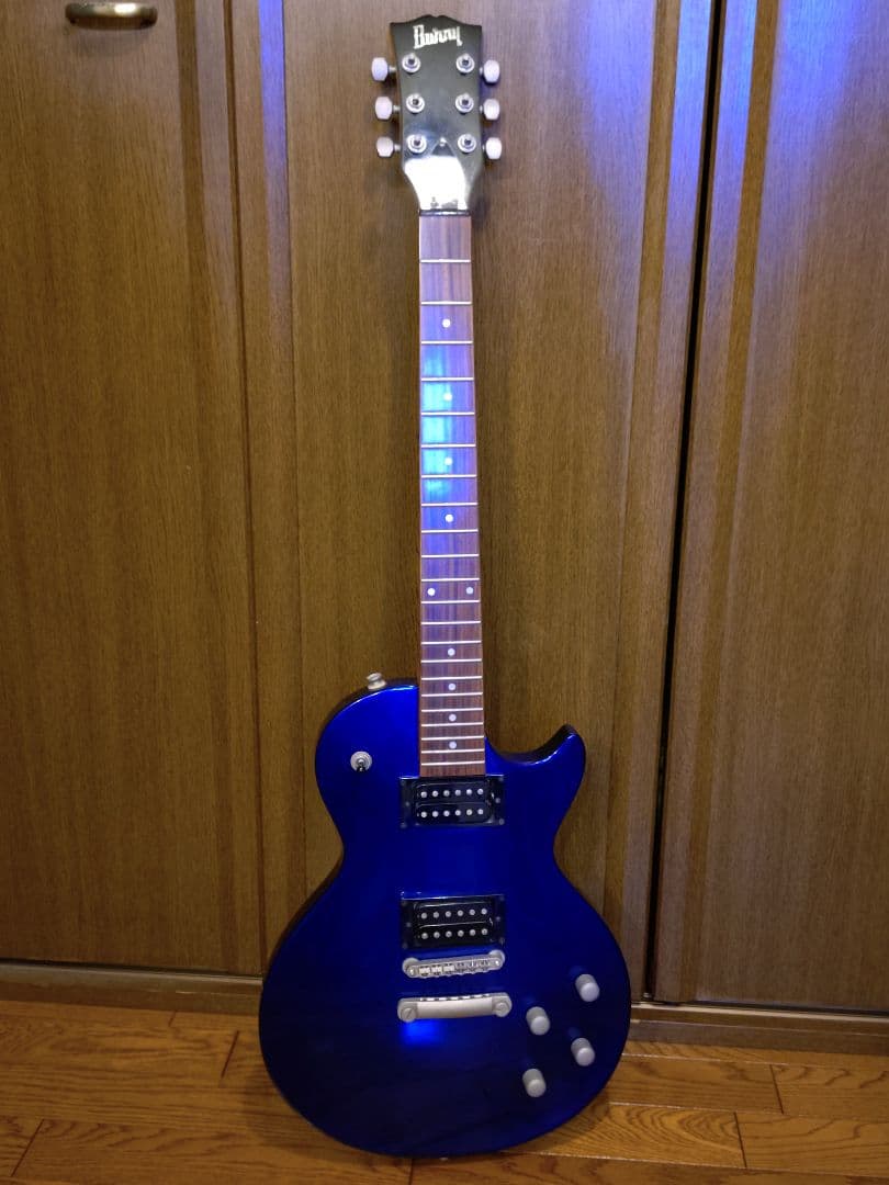 USED】Burny_レスポール_エレキギター_ジャンク品扱い_ブルー
