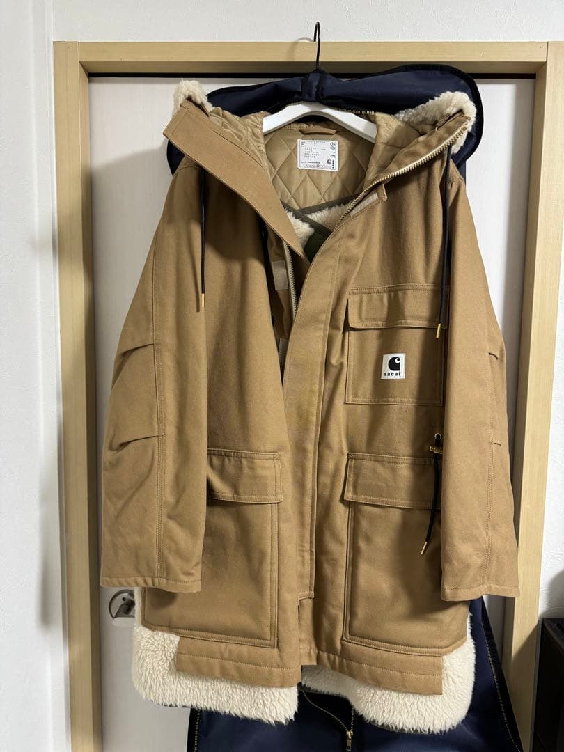 Carhartt ベージュ モッズコート サイズ1 シベリアン sacai Sacai - Sacai X Carhartt WIP メンズ キャンバス パーカー シベリアン