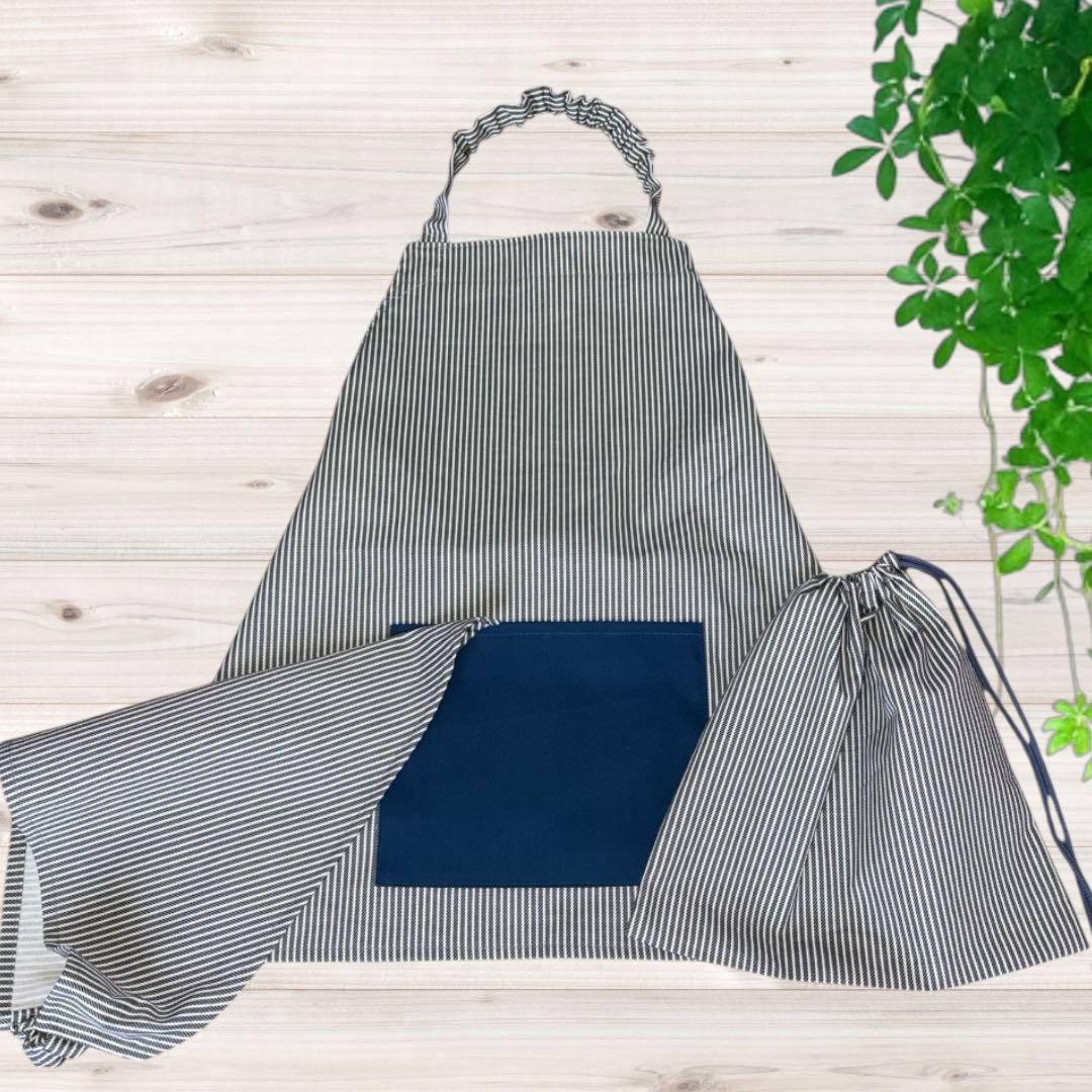 ハンドメイドエプロン3点セット 120㎝〜 - メルカリ