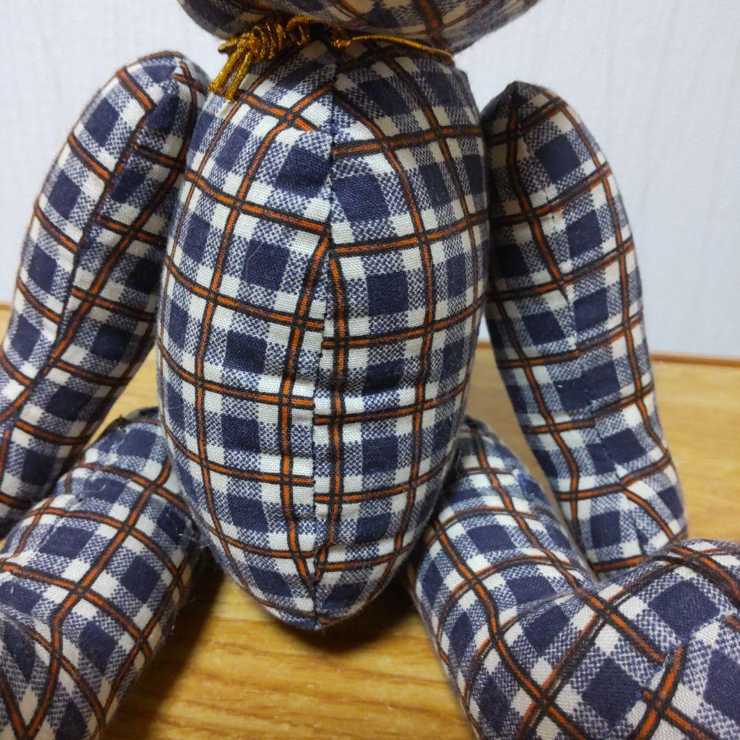 ハンドメイド チェック柄テディベア2体セット - メルカリ