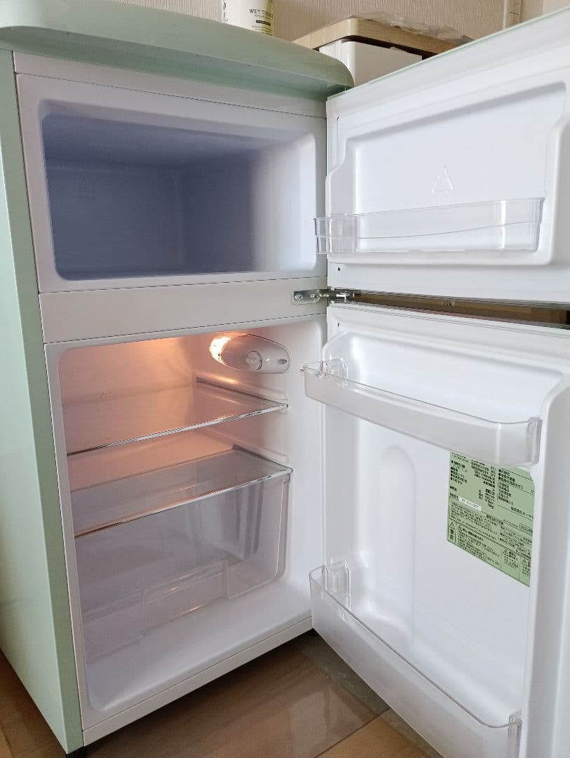 アイリスオーヤマ 2ドア冷蔵庫 PRR-082D-LG 2022年製 レトロ - 冷蔵庫