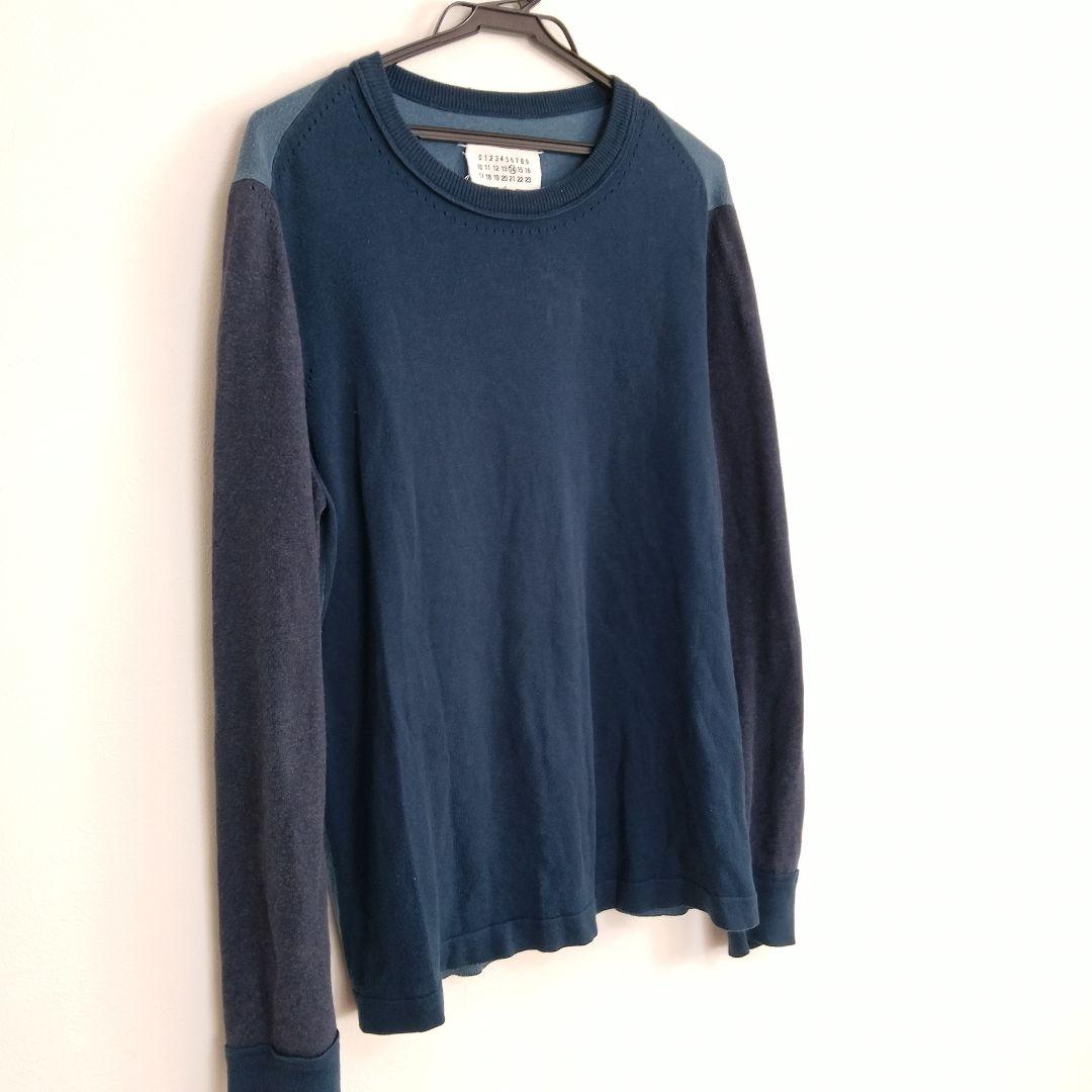 け*ん様 メゾンマルジェラ 14 ニット L 青 コットン 16SS 切替え 4 け*ん様 メゾンマルジェラ 14 ニット L 青 コットン 16SS 切替え 4