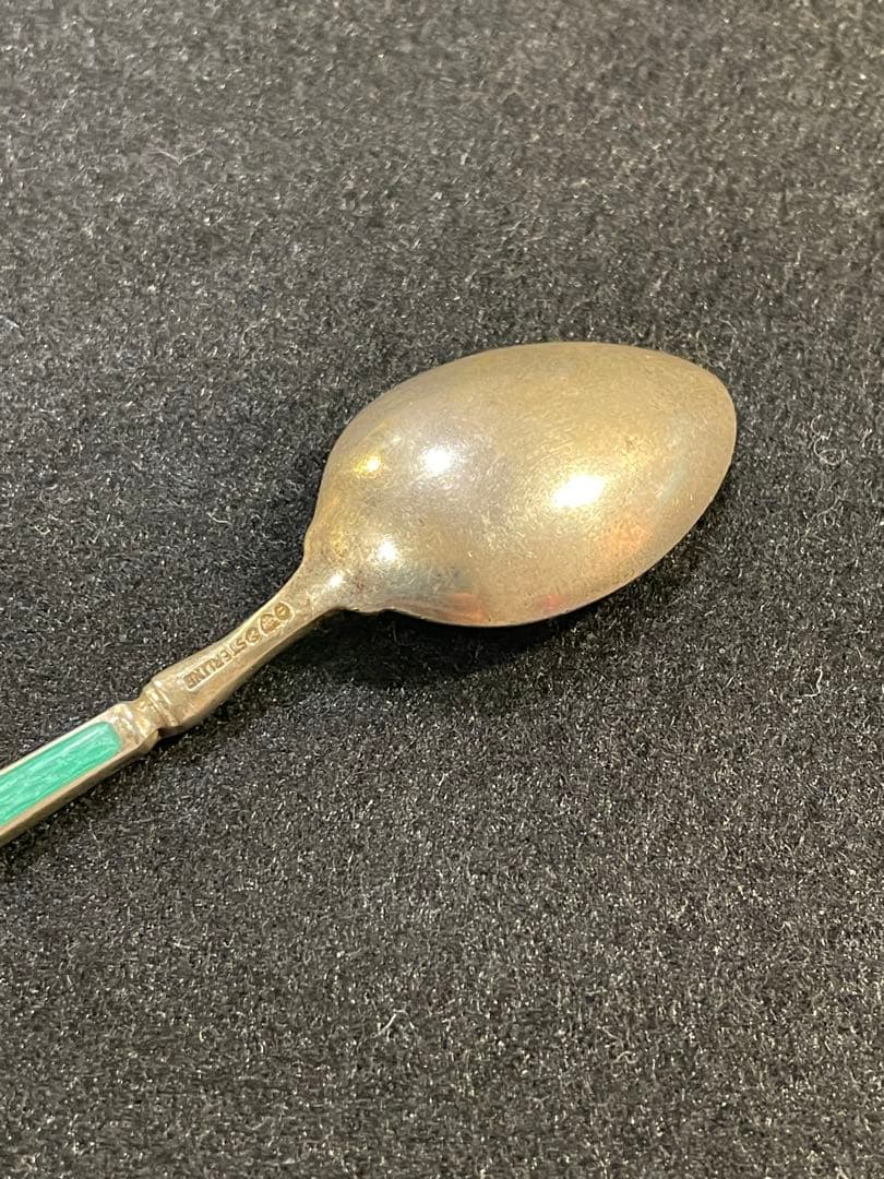 デヴィット アンデルセン スプーン シルバー 純銀 グリーン 七宝焼