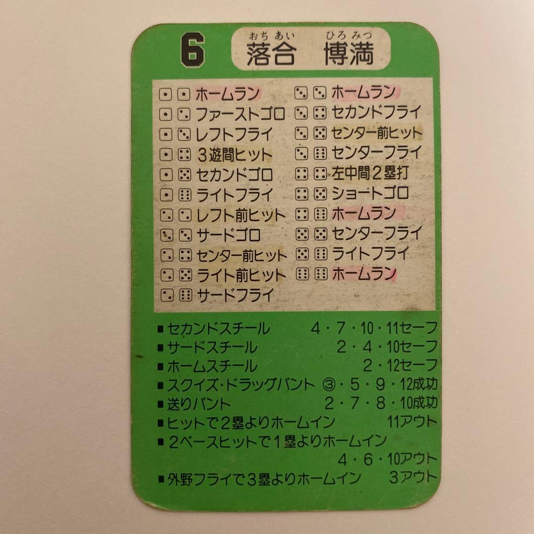 タカラ プロ野球カード 落合博満 イラスト 62年度 中日ドラゴンズ