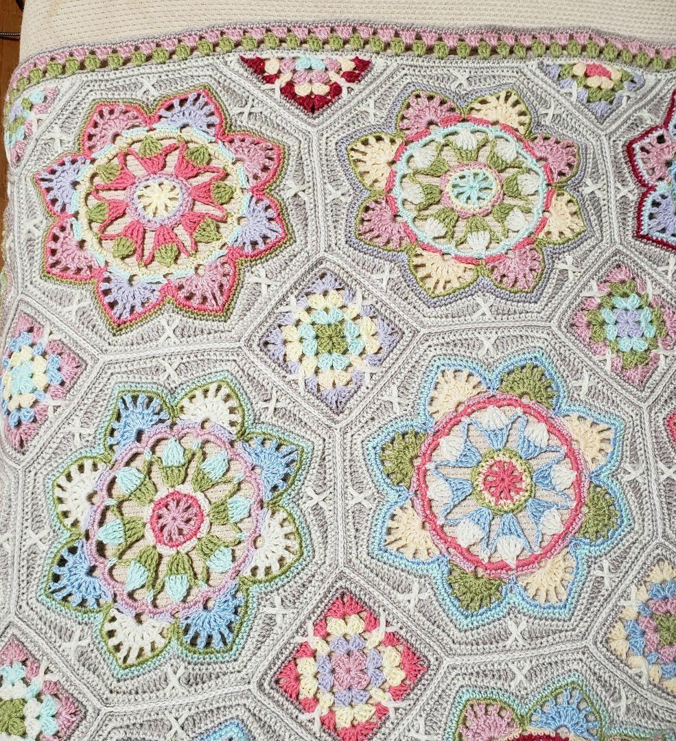 ペルシアンタイル☆マルチカバー ブランケット 手編み 大判