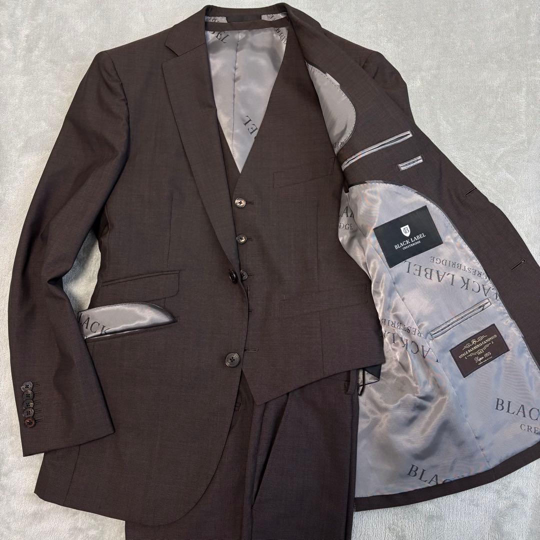 美品✨ブラックレーベルクレストブリッジ×カノニコ 3ピース セットアップ スーツ BLACK LABEL CRESTBRIDGE ブラックレーベルクレストブリッジ ブラック