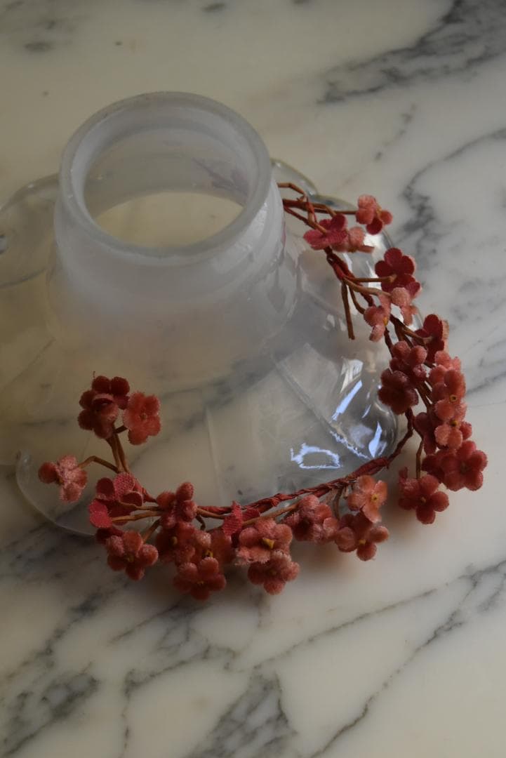 美品 フランスアンティーク 花フォルム オパリン ガラスシェード