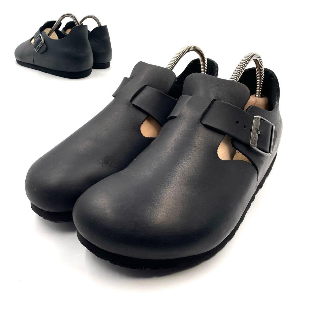 超美品》ビルケンシュトック ロンドン 本革 レザー ブラック 黒系 38