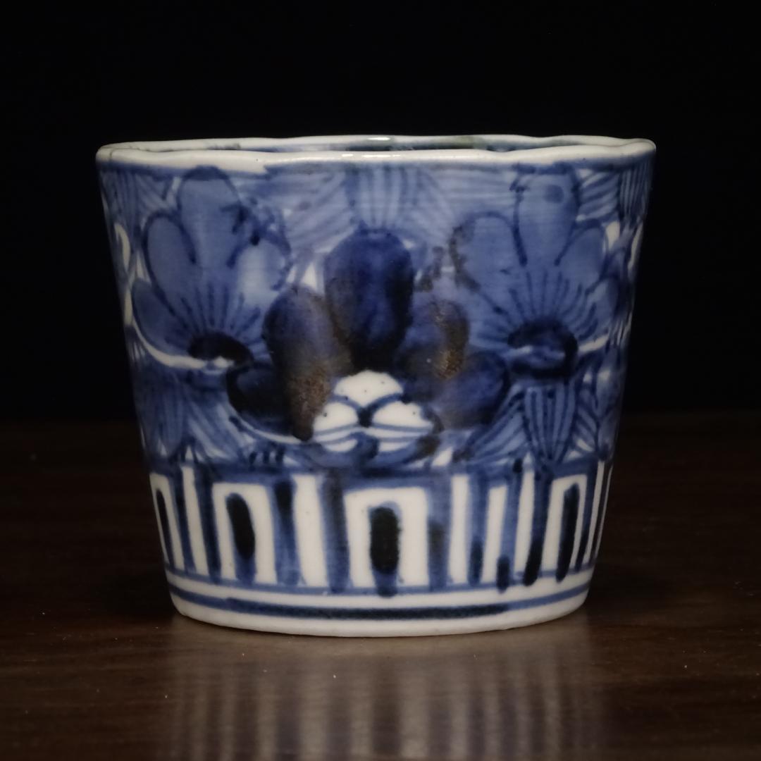 江戸時代 後期 古伊万里 染付 松竹梅文 蕎麦猪口 酒器 ぐい呑 湯呑 1