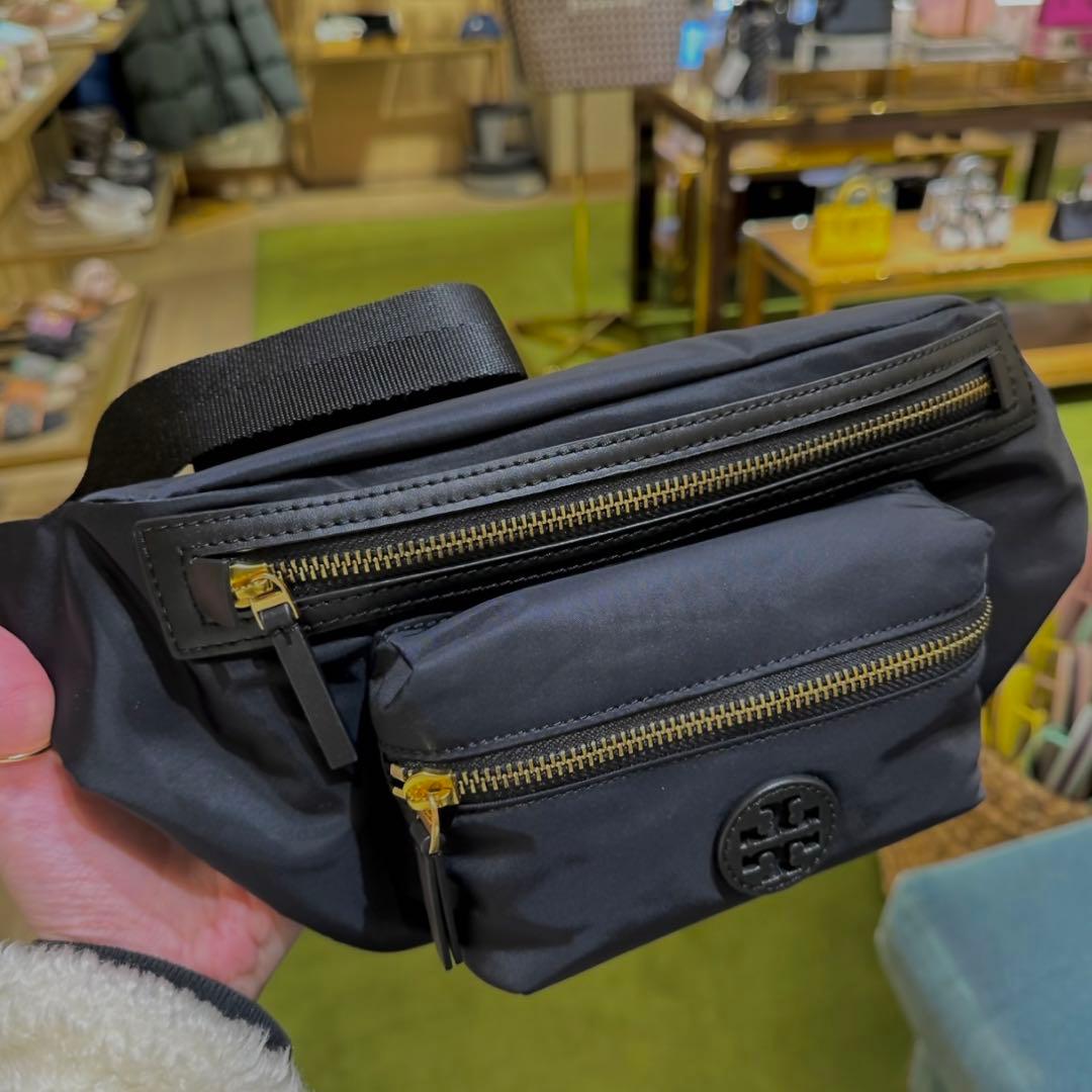 トリーバーチ ブラック ナイロン ウエストポーチ ボディバッグ 黒
