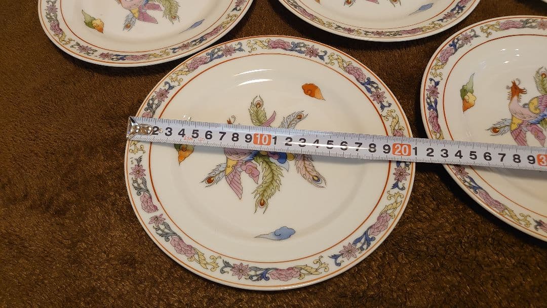 古玩 中国陶器 中皿 7寸皿 鳳凰 蔵出し 5客