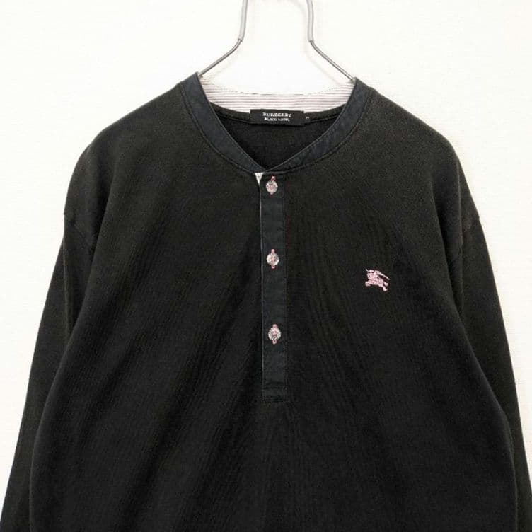 バーバリーブラックレーベル ヘンリーネック L ピンクホース刺繍 日本