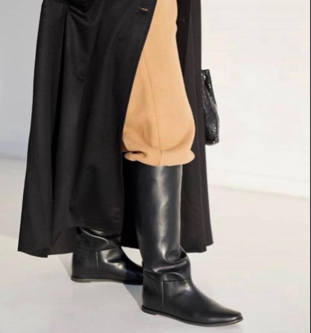 <LE TALON> 2cmワイドシャフトロングブーツ ブラック 24.5cm