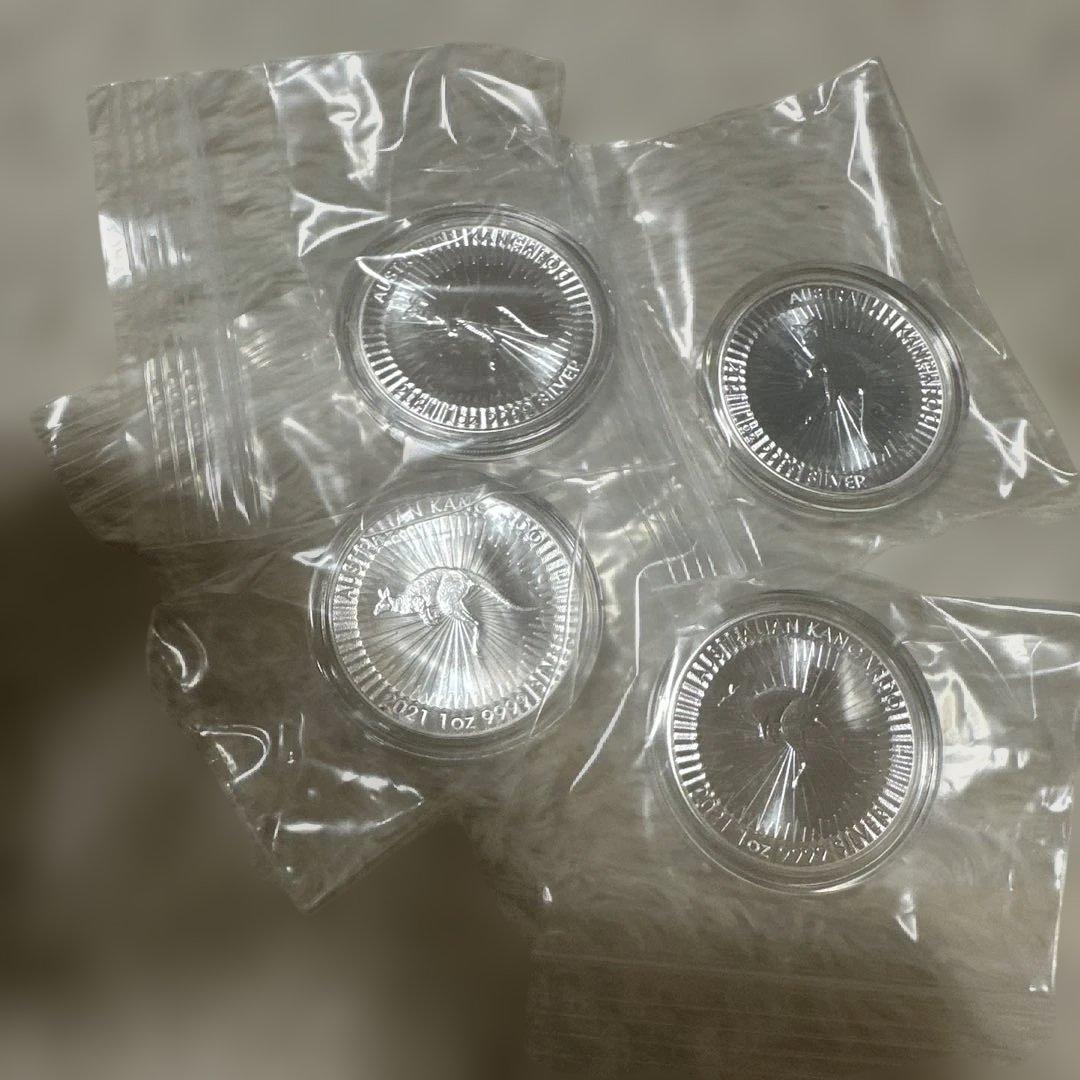 オーストラリアカンガルー銀貨　99.9% 2021年　エリザベス女王 4枚セット オーストラリアカンガルー銀貨 99.9% 2021年 エリザベス女王 4枚セット