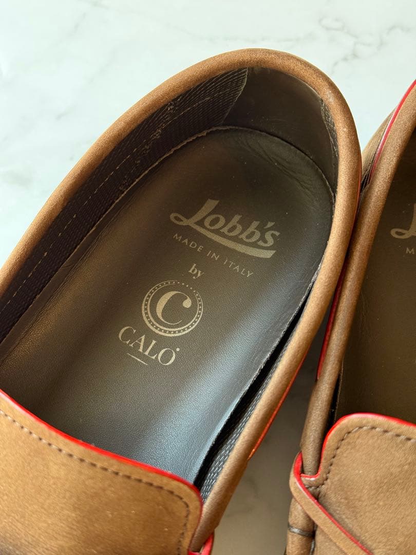 Lobb's スエード モカシン 靴 ブラウン 甲高 幅広