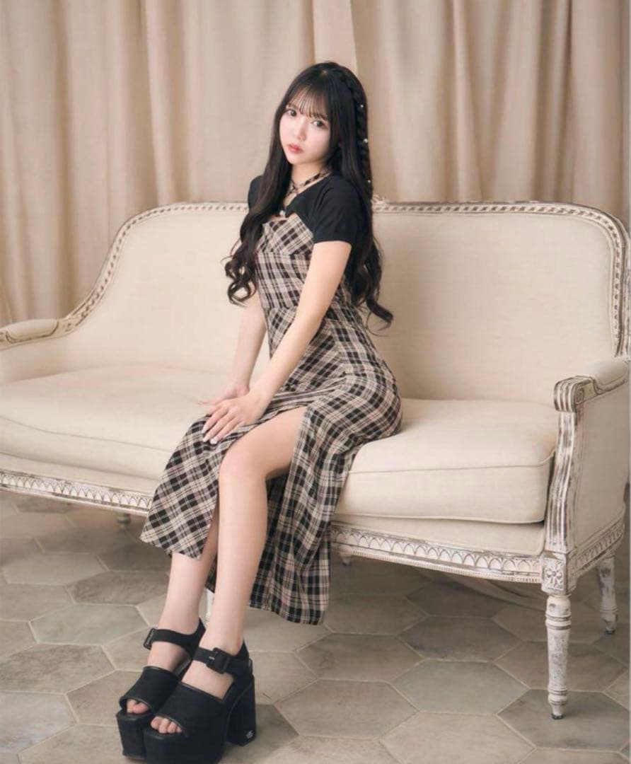 ミシェルマカロン アンサンブルチェックワンピース - メルカリ