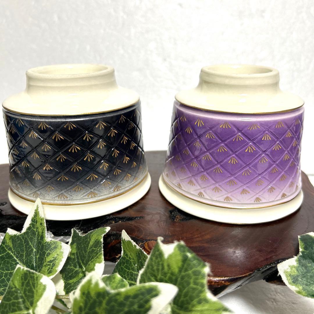 新品 薩摩焼・江月窯 新妻守 紫、黒ぼかし 薩摩切子魚子紋 酒器揃