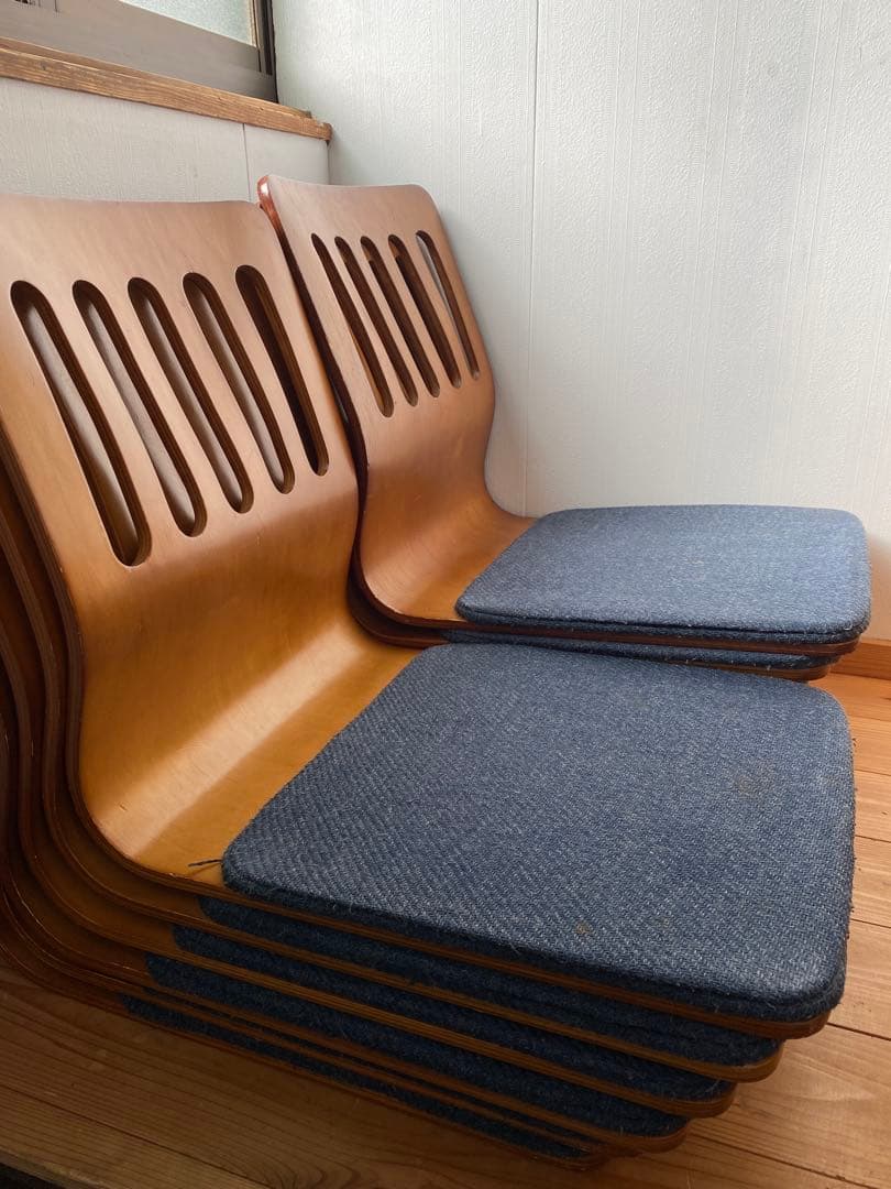 座椅子　飲食店で使用　6脚 座椅子（コンパクトサイズ・ファブリック・さらふわクッション・6段階