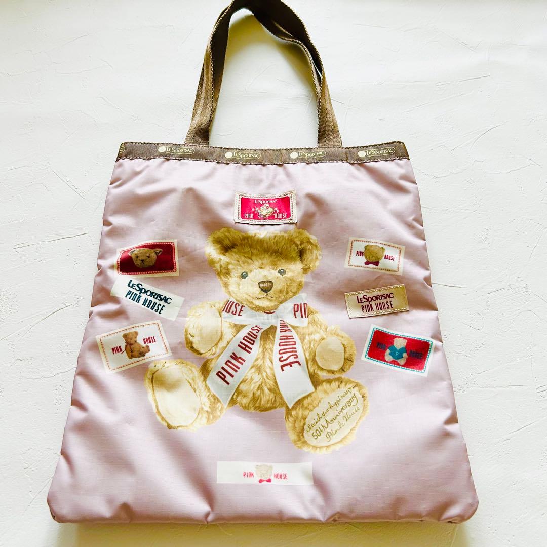 美品ピンクハウス✕レスポートサックコラボくまちゃんトートバッグ