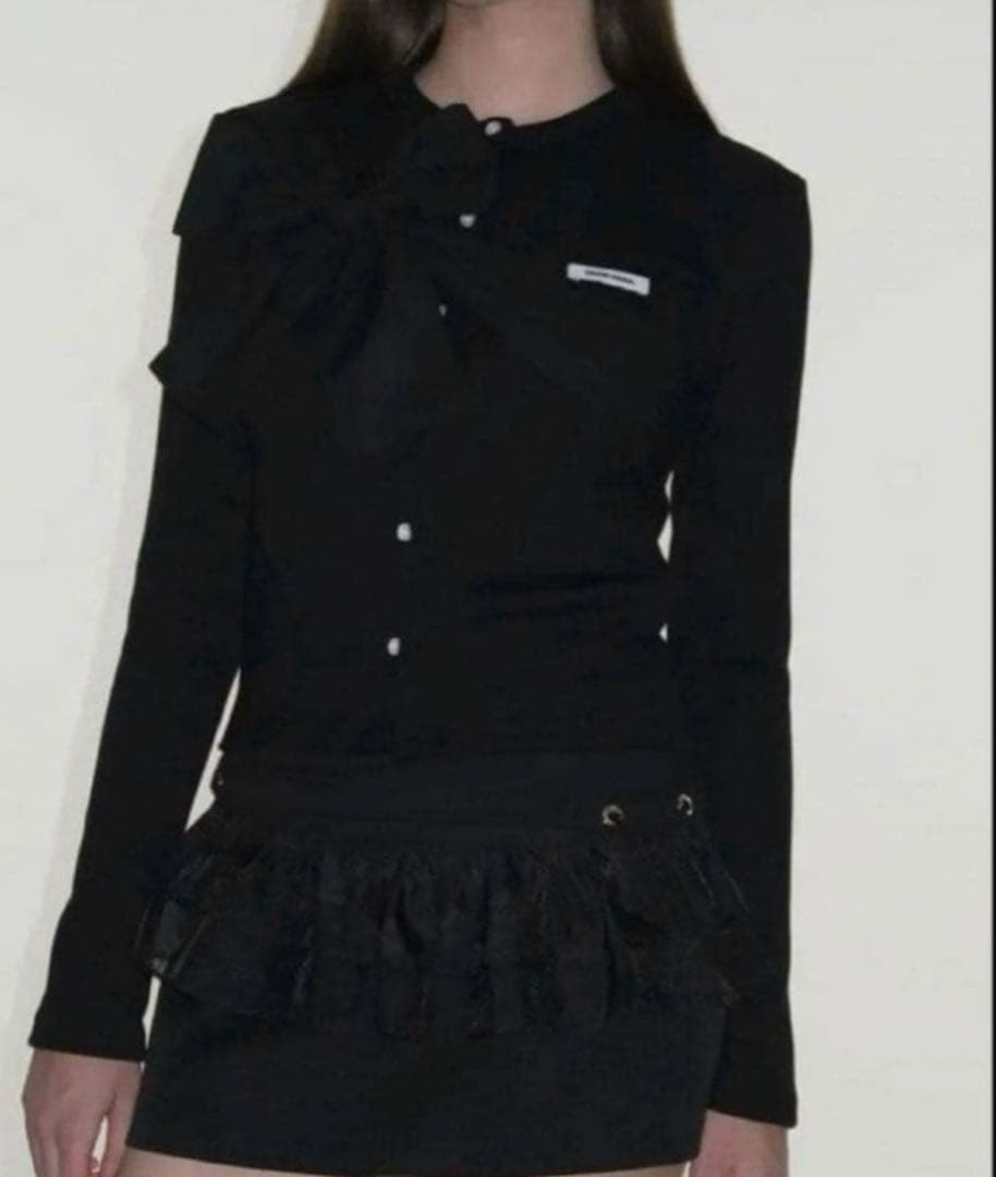 2/6まで値下げ 新品 crank リボンニットカーディガン 黒 - メルカリ