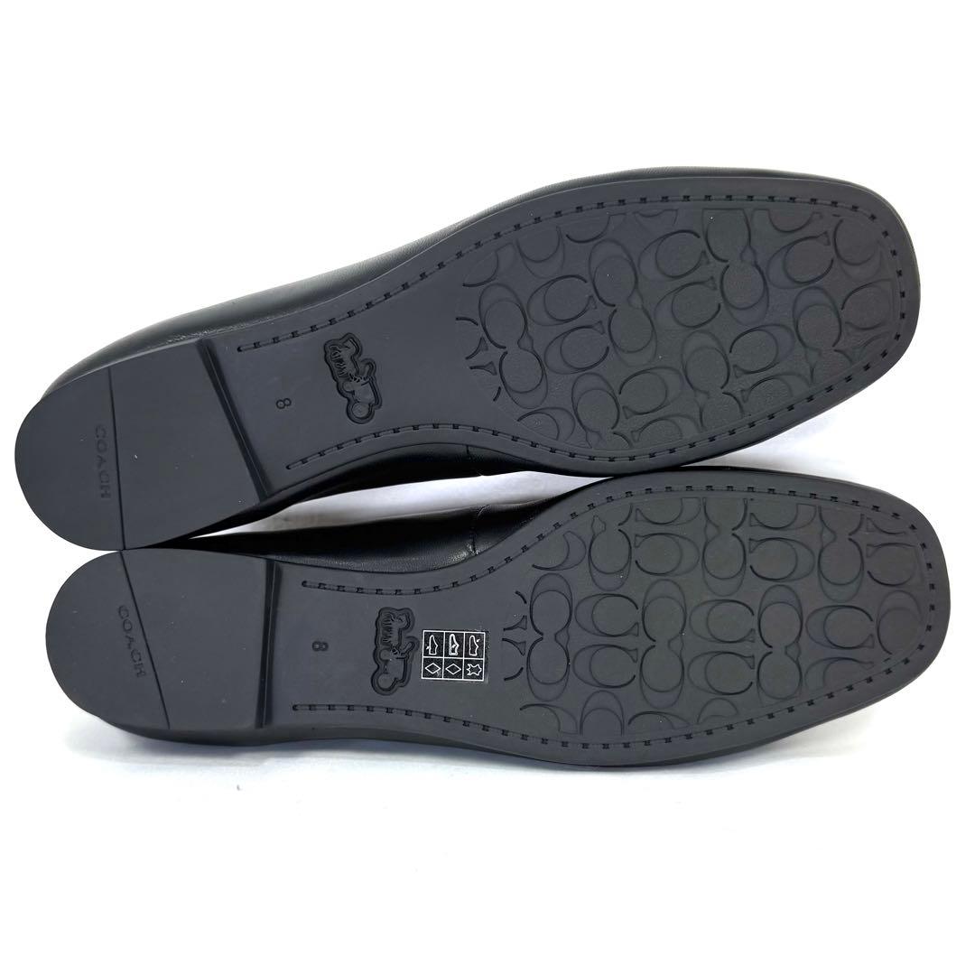 【未使用級】COACH コーチ フラットシューズ レザー ブラック 24.5cm