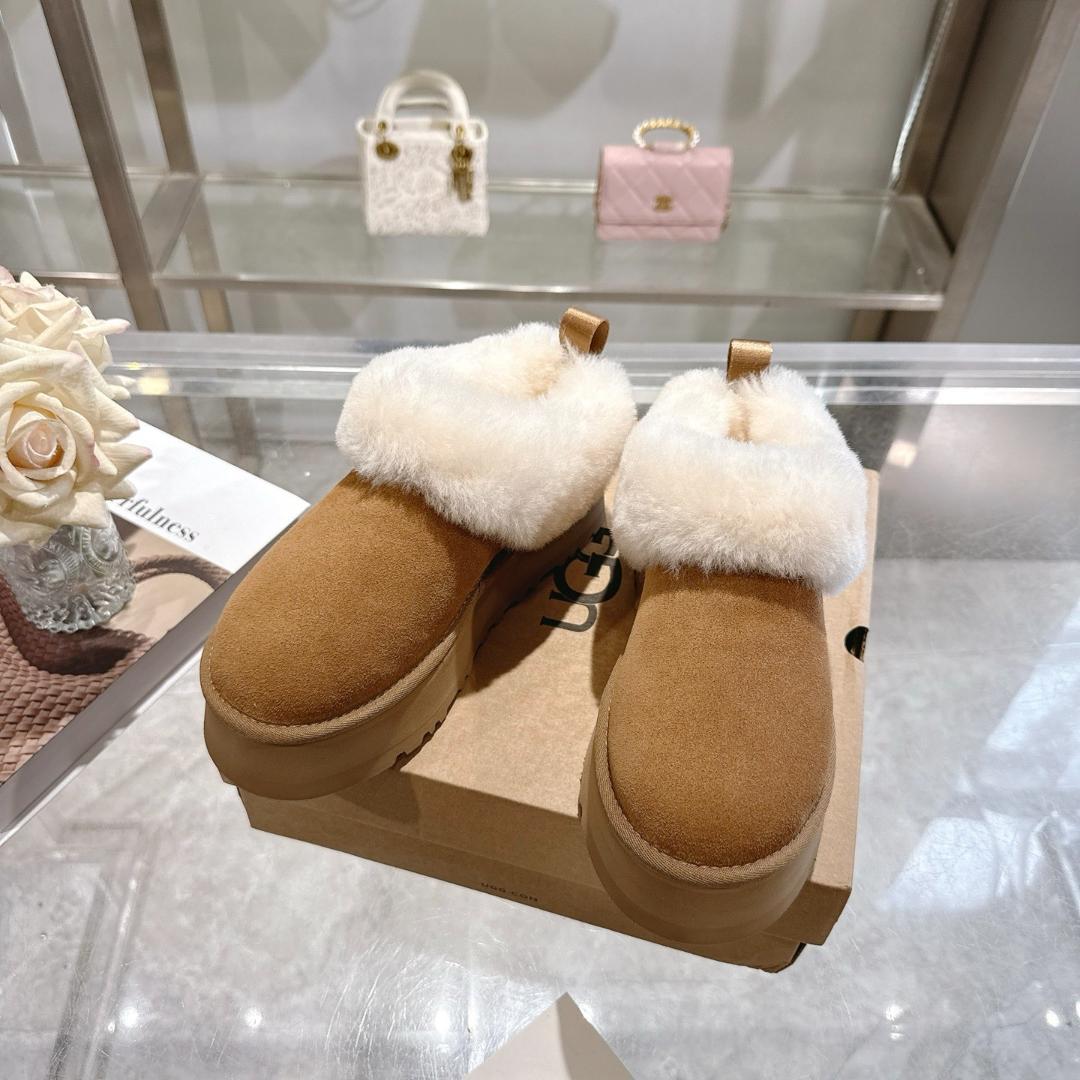 新品 UGG ブラウン ムートンブーツ 厚底 24cm アグ UGG ブーツ クラッシックミニプラットホーム ムートンブーツ 厚底