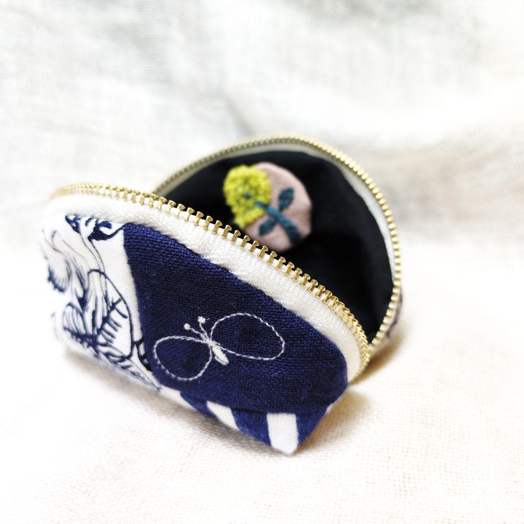 ミナペルホネン生地使用 ハンドメイド ミニポーチ 秘密のあるポーチ