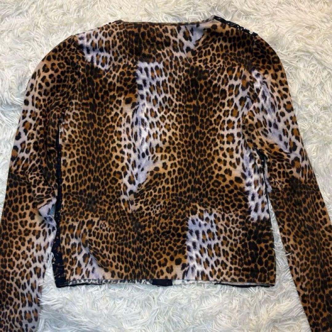 Blumarine ブルマリン カーディガン長袖 レオパード柄 レース ビジュー