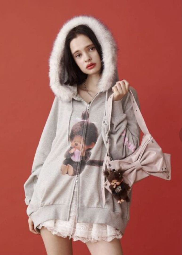 jouetieモンチッチ フード付きパーカー　Mサイズ monchhichi×jouetie】ファードッキングZIPフーディ｜マークスタイラー