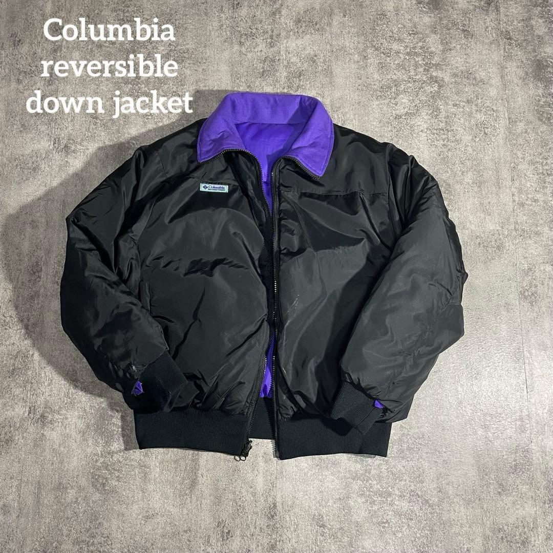 ColumbiaコロンビアリバーシブルダウンジャケットXSサイズ黒/紫短丈