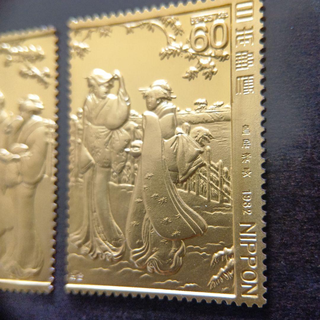 松本徽章工業 金属工芸品 特別郵趣 純金/純銅プレート切手趣味週間 鳥居清