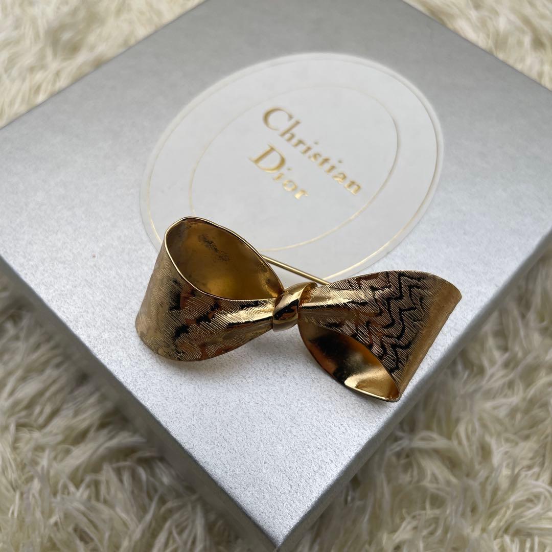ディオール　ヴィンデージ　リボン　ブローチ ws3300】極美品 Dior ディオール ヴィンテージ リボン ブローチ