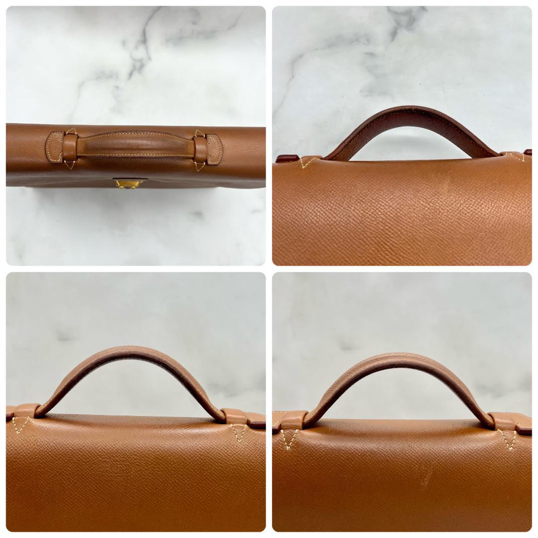 エルメス サックアデペッシュ38 ゴールド クシュベル ブラウン ビジネス 茶